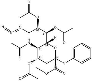 5-乙酰氨基-4,7,8-三-O-乙酰基-9-叠氮-3,5,9-三脱氧-2-S-苯基-2-硫-D-丙三氧基-Β-D-半乳-2-吡喃壬酮糖甲酯 结构式