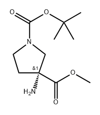 (R)-1-tert-Butyl?3-methyl?3-aminopyrrolidine-1,3-dicarboxylate 化学構造式