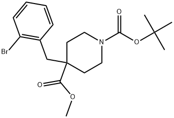 1-(tert-butyl)4-methyl4-(2-bromobenzyl)piperidine-1,4-dicarboxylate 化学構造式