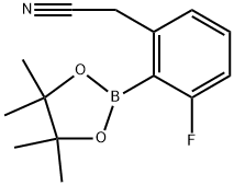 2-(3-Fluoro-2-(4,4,5,5-tetramethyl-1,3,2-dioxaborolan-2-yl)phenyl)acetonitrile Struktur