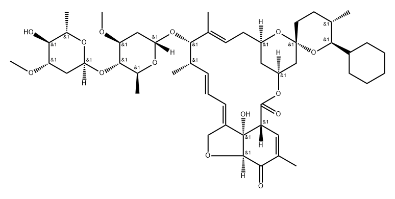 25-环己基-5-去甲氧基-25-去(1-甲基丙基)-22,23-二氢-5-氧代阿维菌素 A1A 结构式