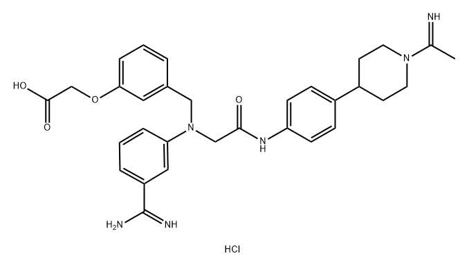 Acetic acid, 2-[3-[[[3-(aMinoiMinoMethyl)phenyl][2-[[4-[1-(1-iMinoethyl)-4-piperidinyl]phenyl]aMino]-2-oxoethyl]aMino]Methyl]phenoxy]-, (Hydrochloride) (1:2) 结构式