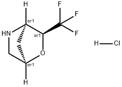 2-Oxa-5-azabicyclo[2.2.1]heptane, 3-(trifluoromethyl)-, hydrochloride (1:1), (1R,3S,4R)-rel-,2208275-23-2,结构式