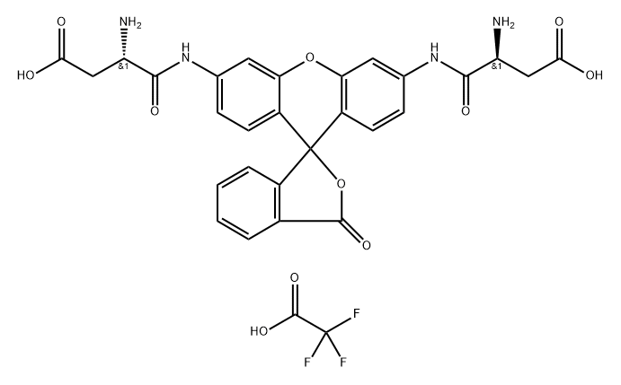 Rh110-2(Asp)  [RhodaMine 110, bis-(L-aspartic acid aMide), trifluoroacetic acid salt] 化学構造式