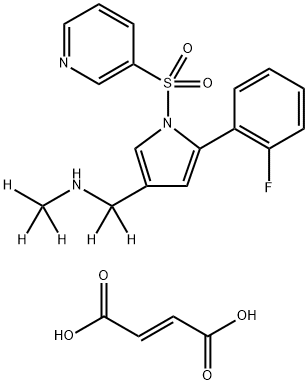 1H-Pyrrole-3-methan-α,α-d2-amine, 5-(2-fluorophenyl)-N-(methyl-d3)-1-(3-pyridinylsulfonyl)-, (2E)-2-butenedioate (1:1) 化学構造式