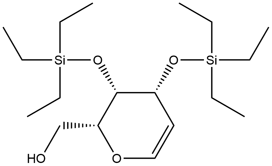 ((2R,3S,4R)-3,4-Bis-triethylsilanyloxy-3,4-dihydro-2H-pyran-2-yl)-methanol Structure