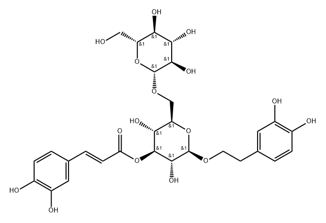 β-D-Glucopyranoside, 2-(3,4-dihydroxyphenyl)ethyl 6-O-β-D-glucopyranosyl-, 3-[(2E)-3-(3,4-dihydroxyphenyl)-2-propenoate] Struktur