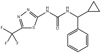1-(cyclopropyl(phenyl)methyl)-3-(5-(trifluoromethyl)-1,3,4-thiadiazol-2-yl)urea1-(cyclopropyl(phenyl)methyl)-3-(5-(trifluoromethyl)-1,3,4-thiadiazole-2-yl)urea Structure