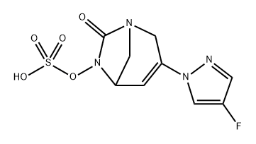 3-(4-fluoro-1H-pyrazol-1-yl)-7-oxo-1,6-diazabicyclo[3.2.1]oct-3-en-6-yl hydrogen sulfate Struktur