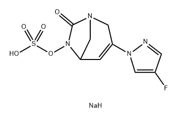 sodium 3-(4-fluoro-1H-pyrazol-1-yl)-7-oxo-1,6-diazabicyclo[3.2.1]oct-3-en-6-yl sulfate Struktur