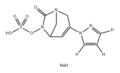 Sulfuric acid, mono[7-oxo-3-(1H-pyrazol-1-yl3,4,5-d )-1,6-diazabicyclo[3.2.1]oct-3-en-6-yl] ester, sodium salt (1:1) Struktur