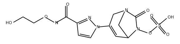 3-(3-((2-HYDROXYETHOXY)CARBAMOYL)-1H-PYRAZOL-1-YL)-7-OXO-1,6-DIAZABICYCLO[3.2.1]OCT-3-EN-6-YL HYDROG,2217675-16-4,结构式