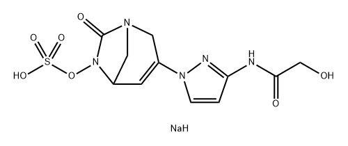 sodium 3-(3-(2-hydroxyacetamido)-1H-pyrazol-1-yl)-7-oxo-1,6-diazabicyclo[3.2.1]oct-3-en-6-yl sulfate Struktur