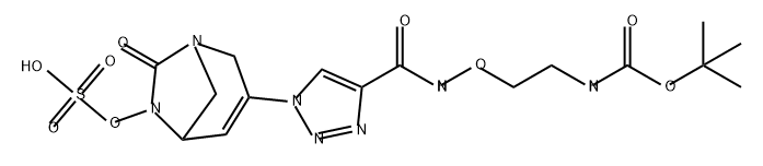 3-(4-((2-((tert-butoxycarbonyl)amino)ethoxy)carbamoyl)-1H-1,2,3-triazol-1-yl)-7-oxo-1,6-diazabicyclo[3.2.1]oct-3-en-6-yl hydrogen sulfate|3-(4-((2-((TERT-BUTOXYCARBONYL)AMINO)ETHOXY)CARBAMOYL)-1H-1,2,3-TRIAZOL-1-YL)-7-OXO-1,6-DIAZABICYCLO