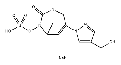sodium 3-(4-(hydroxymethyl)-1H-pyrazol-1-yl)-7-oxo-1,6-diazabicyclo[3.2.1]oct-3-en-6-yl sulfate Struktur