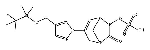 Sulfuric acid, mono[3-[4-[[[(1,1-dimethylethyl) dimethylsilyl]oxy]methyl]-1H-pyrazol-1-yl]-7- oxo-1,6-diazabicyclo[3.2.1]oct-3-en-6-yl] ester 化学構造式