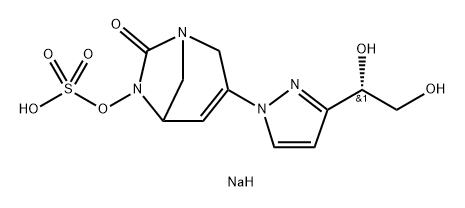 sodium 3-(3-((S)-1,2-dihydroxyethyl)-1H-pyrazol-1-yl)-7-oxo-1,6-diazabicyclo[3.2.1]oct-3-en-6-yl sulfate Structure