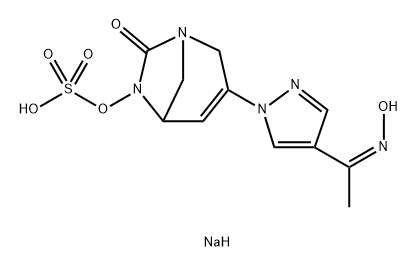 sodium (Z)-3-(4-(1-(hydroxyimino)ethyl)-1H-pyrazol-1-yl)-7-oxo-1,6-diazabicyclo[3.2.1]oct-3-en-6-yl sulfate Structure