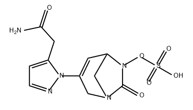 Sulfuric acid, mono[3-[5-(2-amino-2-oxoethyl)- 1H-pyrazol-1-yl]-7-oxo-1,6-diazabicyclo[3.2.1] oct-3-en-6-yl] ester 化学構造式