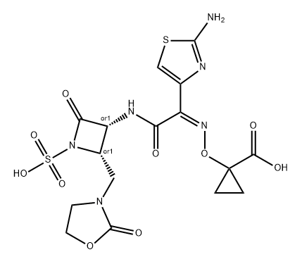 1-(((Z)-(1-(2-aminothiazol-4-yl)-2-oxo-2-(((3S,4R)-2-oxo-4-((2-oxooxazolidin-3-yl)methyl)-1-sulfoazetidin-3-yl)amino)ethylidene)amino)oxy)cyclopropanecarboxylic acid|LYS228