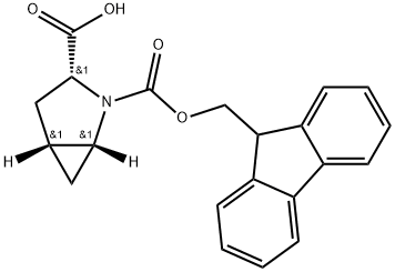 (1R,3R,5R)-2-(((9H-fluoren-9-yl)methoxy)carbonyl)-2-azabicyclo[3.1.0]hexane-3-carboxylic acid 化学構造式