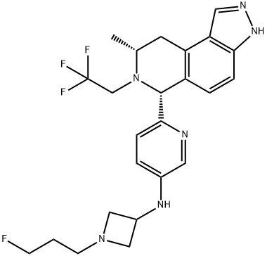 N-(1-(3-fluoropropyl)azetidin-3-yl)-6-((6R,8R)-8-methyl-7-(2,2,2-trifluoroethyl)-6,7,8,9-tetrahydro-3H-pyrazolo[4,3-f]isoquinolin-6-yl)pyridin-3-amine Structure