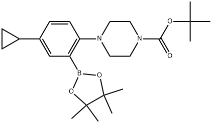 tert-Butyl 4-4-cyclopropyl-2-(4,4,5,5-tetramethyl-1,3,2-dioxaborolan-2-yl)phenyl-1-piperazinecarboxylate Structure