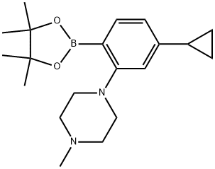 1-5-Cyclopropyl-2-(4,4,5,5-tetramethyl-1,3,2-dioxaborolan-2-yl)phenyl-4-methyl-piperazine Structure