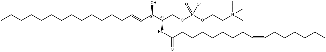 棕榈烯酰鞘氨醇磷酸胆碱 (D18:1/16:1(9Z)) 结构式