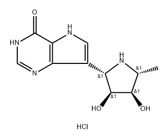 4H-Pyrrolo3,2-dpyrimidin-4-one, 7-(2S,3S,4R,5R)-3,4-dihydroxy-5-methyl-2-pyrrolidinyl-1,5-dihydro-, monohydrochloride 结构式