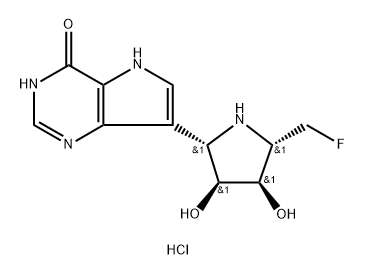 4H-Pyrrolo3,2-dpyrimidin-4-one, 7-(2S,3S,4R,5S)-5-(fluoromethyl)-3,4-dihydroxy-2-pyrrolidinyl-1,5-dihydro-, monohydrochloride Structure