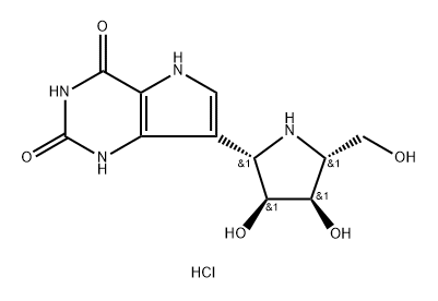 1H-Pyrrolo3,2-dpyrimidine-2,4(3H,5H)-dione, 7-(2S,3S,4R,5R)-3,4-dihydroxy-5-(hydroxymethyl)-2-pyrrolidinyl-, monohydrochloride,222631-54-1,结构式