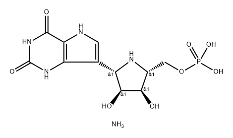 1H-Pyrrolo3,2-dpyrimidine-2,4(3H,5H)-dione, 7-(2S,3S,4R,5R)-3,4-dihydroxy-5-(phosphonooxy)methyl-2-pyrrolidinyl-, diammonium salt 化学構造式