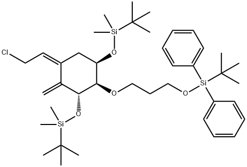 Benzene, 1,?1'-?[[3-?[[(1R,?2R,?4Z,?6R)?-?4-?(2-?chloroethylidene)?-?2,?6-?bis[[(1,?1-?dimethylethyl)?dimethylsilyl]?oxy]?-?3-?methylenecyclohexyl]?oxy]?propoxy]?(1,?1-?dimethylethyl)?silylene]?bis- Struktur