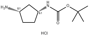 Carbamic acid, N-[(1R,3S)-3-aminocyclopentyl]-, 1,1-dimethylethyl ester, hydrochloride (1:1) Struktur