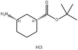 rac-tert-butyl (1R,3S)-3-aminocyclohexane-1-carboxylate hydrochloride, cis Struktur