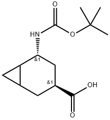 (3S, 5R)-5-tert-Butoxycarbonylamino-bicyclo[4.1.0]heptane-3-carboxylic acid Struktur
