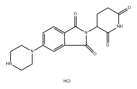 2-(2,6-dioxopiperidin-3-yl)-5-(piperazin-1-yl)-2,3-dihydro-1H-isoindole-1,3-dione hydrochloride Struktur