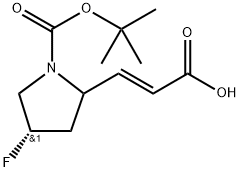 (E)-3-((4S)-1-(叔丁氧羰基)-4-氟吡咯烷-2-基)丙烯酸, 2228044-68-4, 结构式