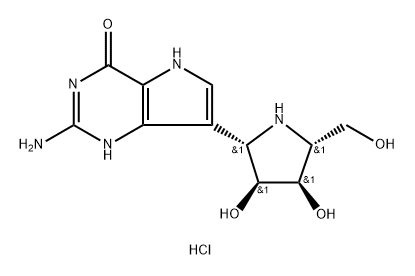 4H-Pyrrolo3,2-dpyrimidin-4-one, 2-amino-7-(2S,3S,4R,5R)-3,4-dihydroxy-5-(hydroxymethyl)-2-pyrrolidinyl-1,5-dihydro-, monohydrochloride 结构式