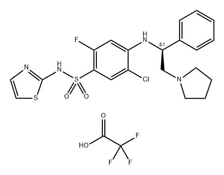 (S)-5-chloro-2-fluoro-4-((1-phenyl-2-(pyrrolidin-1-yl)ethyl)amino)-N-(thiazol-2-yl)benzenesulfonamide trifluoroacetate|