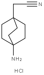 Bicyclo[2.2.2]octane-1-acetonitrile, 4-amino-, hydrochloride (1:1) 化学構造式