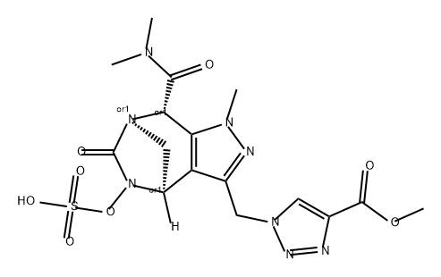 rel-4-Methyl 1-[[(4R,7R,8S)-8-[(dimethylamino) carbonyl]-4,5,6,8-tetrahydro-1-methyl-6-oxo5-(sulfooxy)-1H-4,7-methanopyrazolo[3,4-e] [1,3]diazepin-3-yl]methyl]-1H-1,2,3-triazole-4- carboxylate Structure