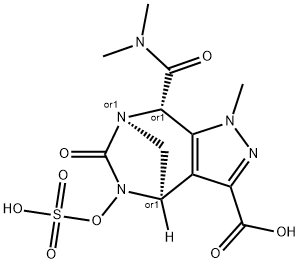 1H-4,7-Methanopyrazolo[3,4-e][1,3]diazepine3-carboxylic acid, 8-[(dimethylamino) carbonyl]-4,5,6,8-tetrahydro-1-methyl-6-oxo5-(sulfooxy)-, (4R,7R,8S)-rel Struktur