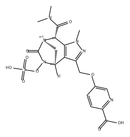 rel-5-[[(4R,7R,8S)-8-[(Dimethylamino)carbonyl] -4,5,6,8-tetrahydro-1-methyl-6-oxo-5- (sulfooxy)-1H-4,7-methanopyrazolo[3,4-e][1, 3]diazepin-3-yl]methoxy]-2-pyridinecarboxylic acid Structure