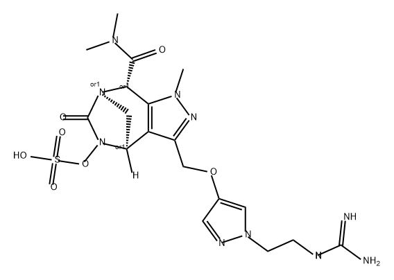 rel-(4R,7R,8S)-3-[[[1-[2-[(Aminoiminomethyl) amino]ethyl]-1H-pyrazol-4-yl]oxy]methyl]-4,5, 6,8-tetrahydro-N,N,1-trimethyl-6-oxo-5- (sulfooxy)-1H-4,7-methanopyrazolo[3,4-e][1, 3]diazepine-8-carboxamide|REL-(4R,7R,8S)-3-[[[1-[2-[(AMINOIMINOMETHYL) AMINO]ETHYL]-1H-PYRAZOL-4-YL]OXY]METHYL]-4,5, 6,8-TETRA