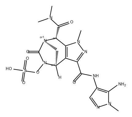 rel-(4R,7R,8S)-N -(5-Amino-1-methyl-1Hpyrazol-4-yl)-4,5,6,8-tetrahydro-N ,N ,1- trimethyl-6-oxo-5-(sulfooxy)-1H-4,7- methanopyrazolo[3,4-e][1,3]diazepine-3,8- dicarboxamide Structure