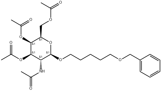 β-D-Galactopyranoside, 5-(phenylmethoxy)pentyl 2-(acetylamino)-2-deoxy-, 3,4,6-triacetate 化学構造式