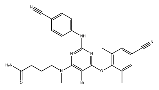 Butanamide, 4-[[5-bromo-6-(4-cyano-2,6-dimethylphenoxy)-2-[(4-cyanophenyl)amino]-4-pyrimidinyl]methylamino]- Structure