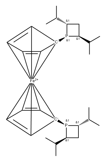 Ferrocene, 1,1'-bis[(2S,4S)-2,4-bis(1-methylethyl)-1-phosphetanyl]- Structure